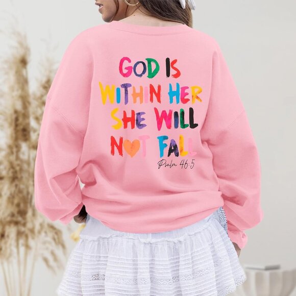 Christian Sweatshirt Women Bible Verse Oversized Hoodie Jesus Faith Gift - Picture 6 of 7